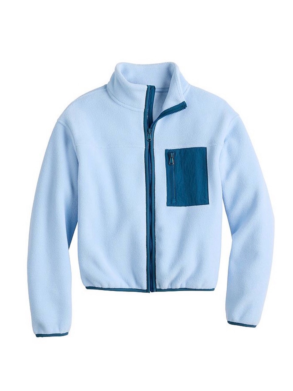 Tek Gear Girls Light Blue Fleece Jacket with Teal Pocket - L (10/12)